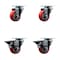 Service Caster 3'' Red Poly Wheel Swivel Top Plate Caster Set with 2 Posi Brakes, 4PK SCC-20S314-PPUB-RED-2-PLB-2 - alternate 1